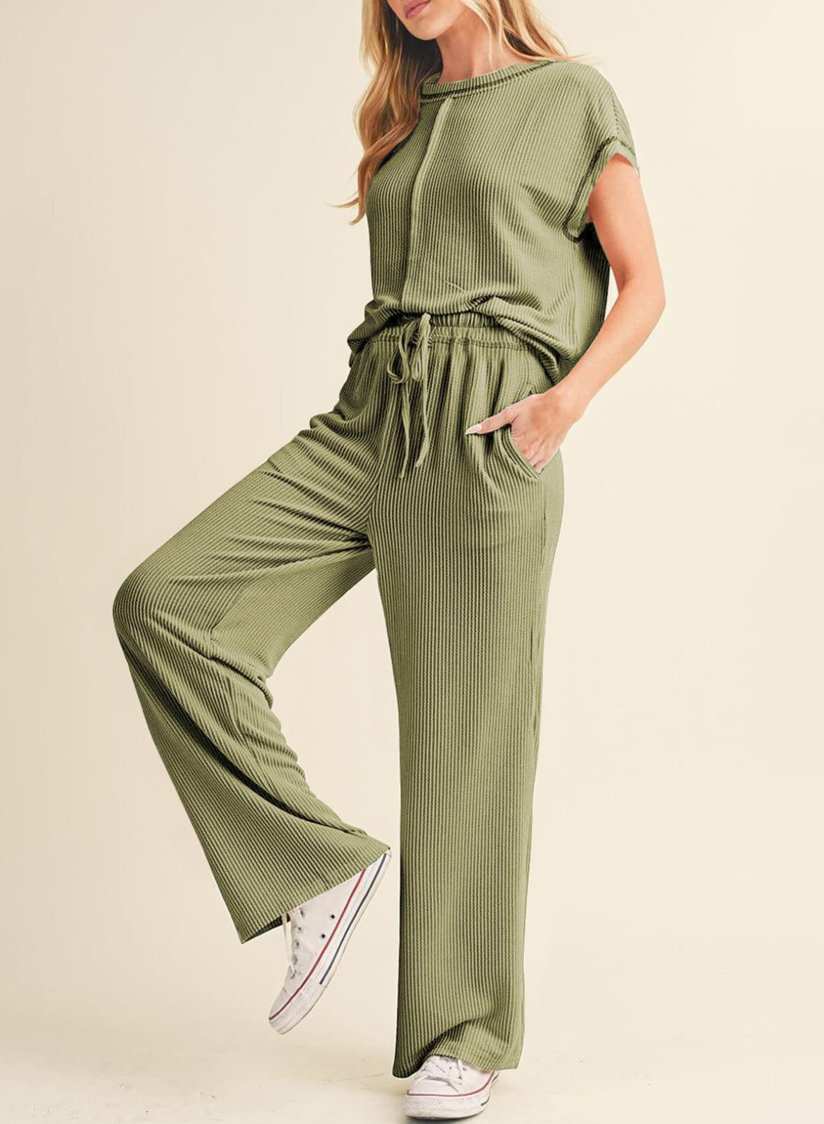 RTS: The Cora Ribbed Tee and Pant Set