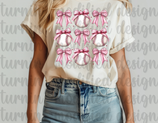 Pink Bow Baseball