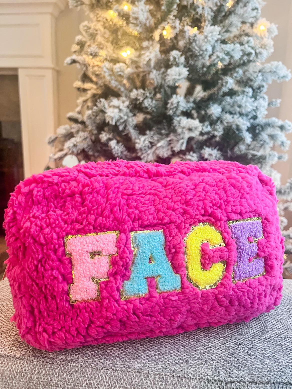 rts: Plush Chenille Letter Cosmetic Bag