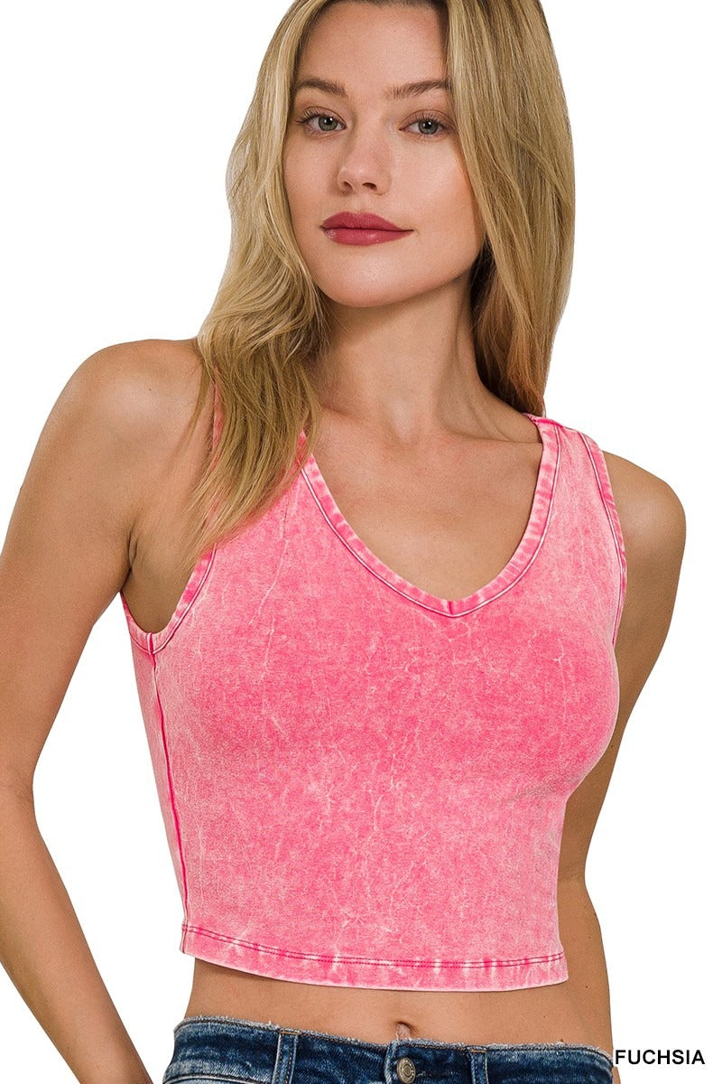 rts: Zeana WASHED COTTON V-NECK SLEEVELESS TOP