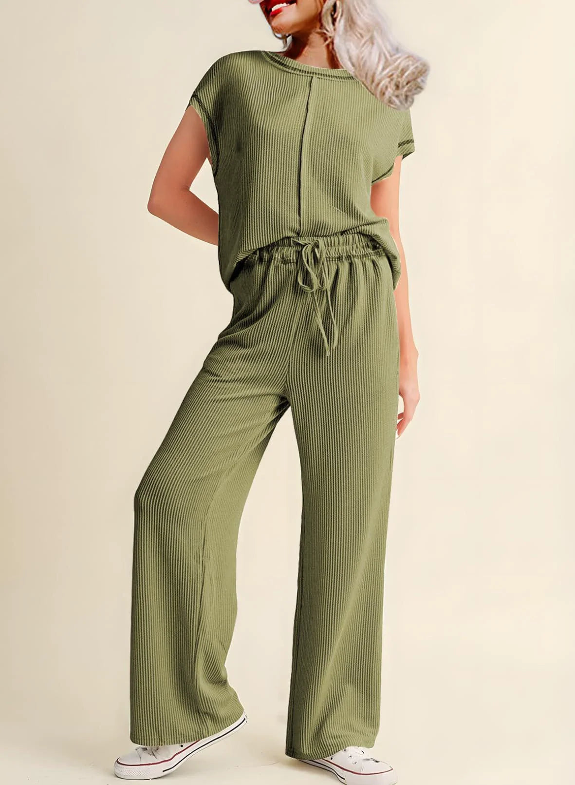 RTS: The Cora Ribbed Tee and Pant Set