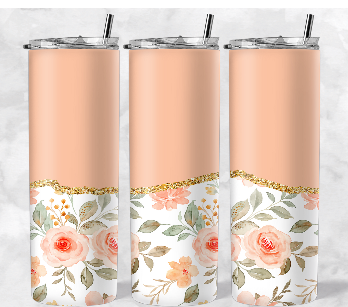 Peach Half Floral