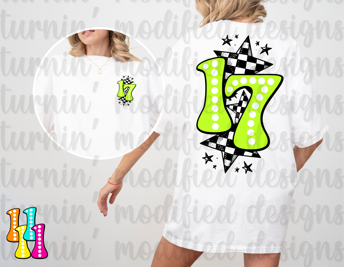 Checkered Stars W/ Number