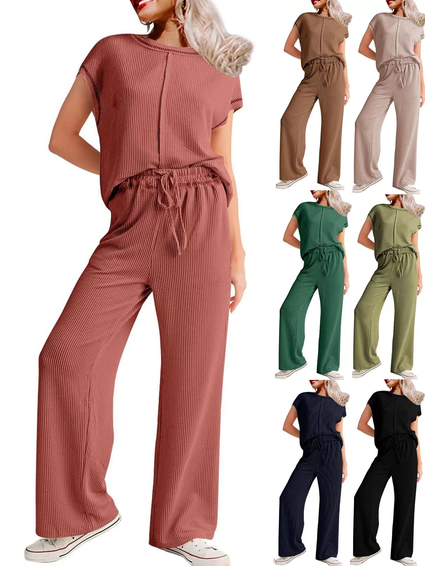 RTS: The Cora Ribbed Tee and Pant Set