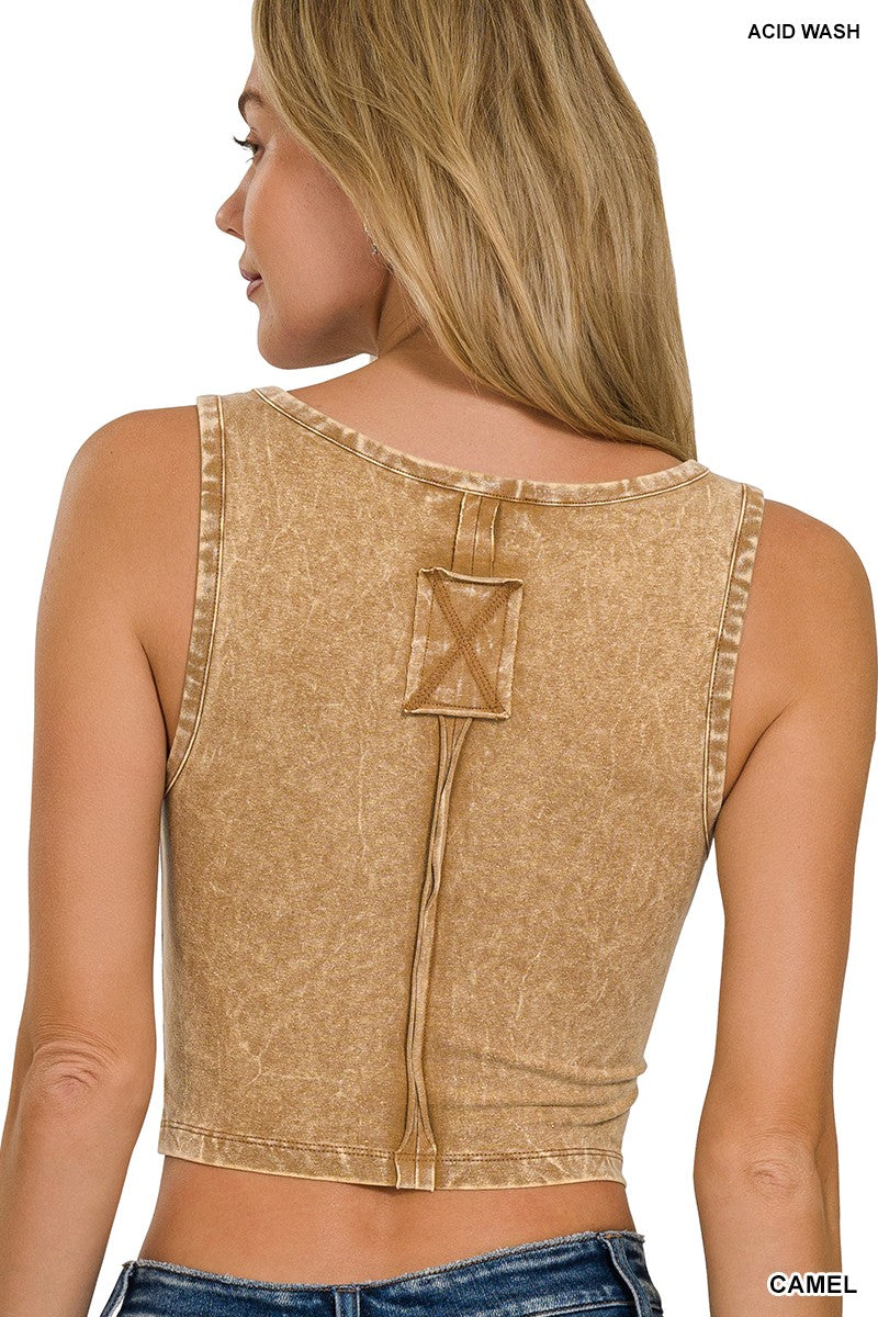 rts: Zeana WASHED COTTON V-NECK SLEEVELESS TOP