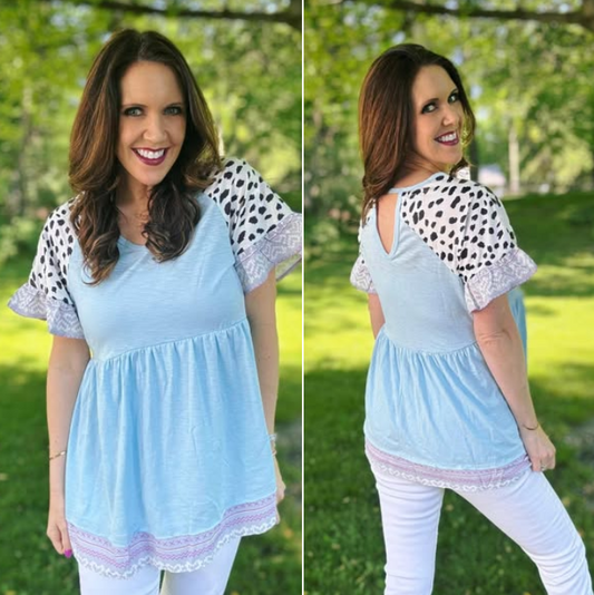 RTS: The Joelene V-neck Leopard Babydoll Top