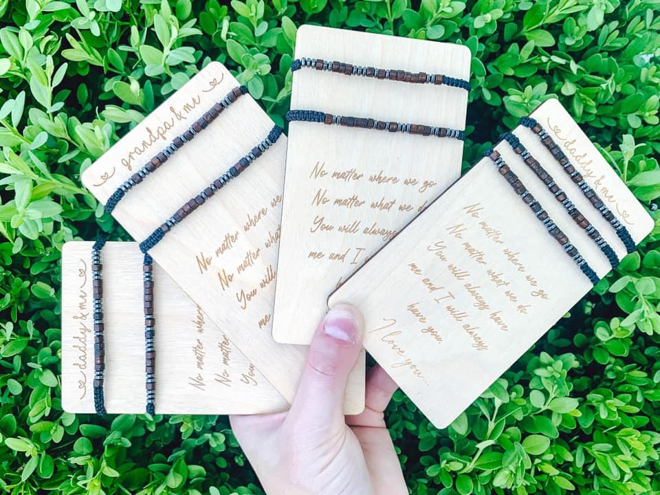 RTS: Daddy/Grandpa & Me Wood Card and Morse Code Bracelets