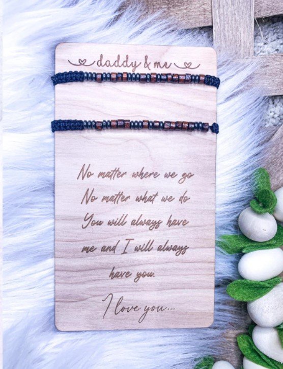 RTS: Daddy/Grandpa & Me Wood Card and Morse Code Bracelets