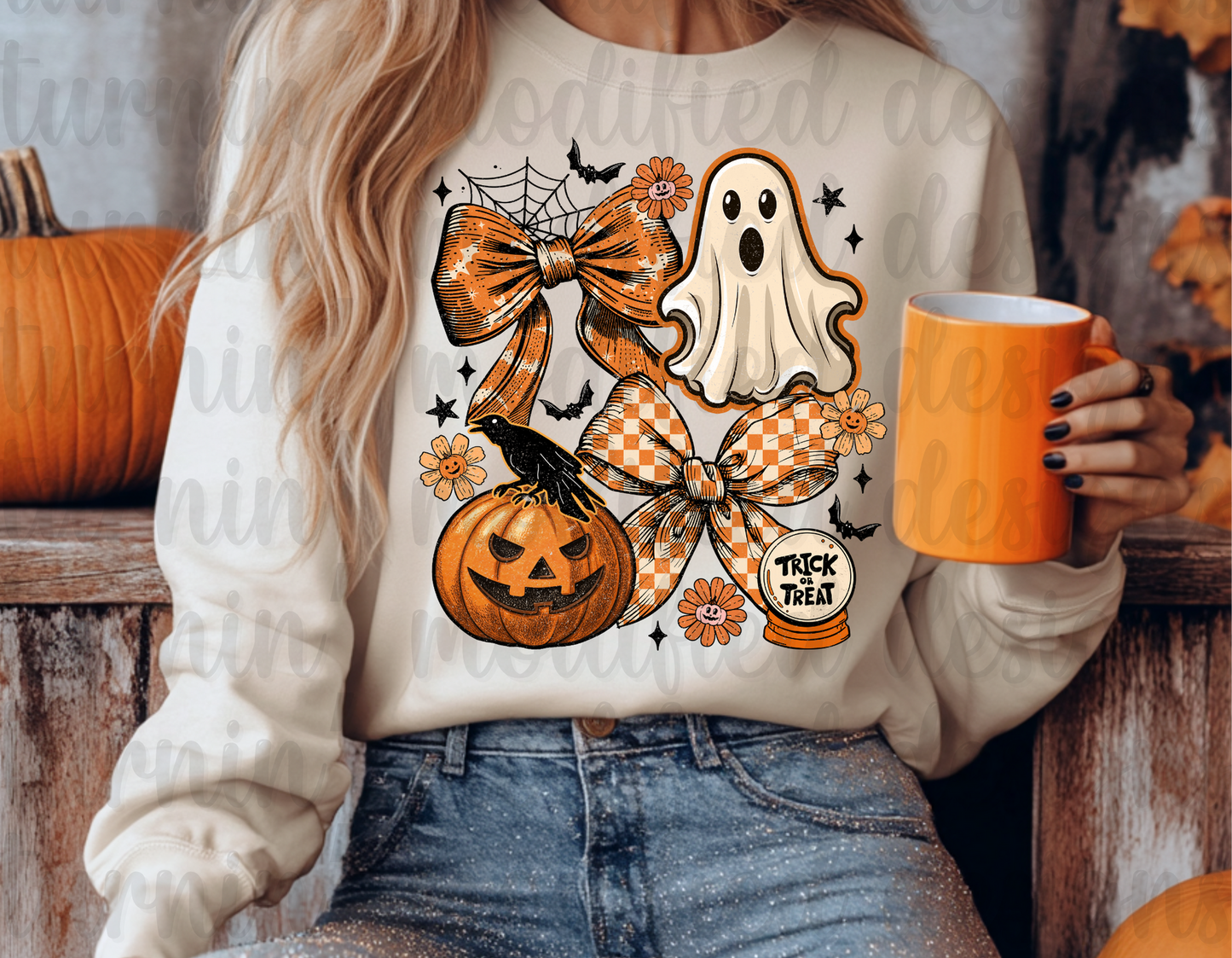 Bow Ghost Pumpkin