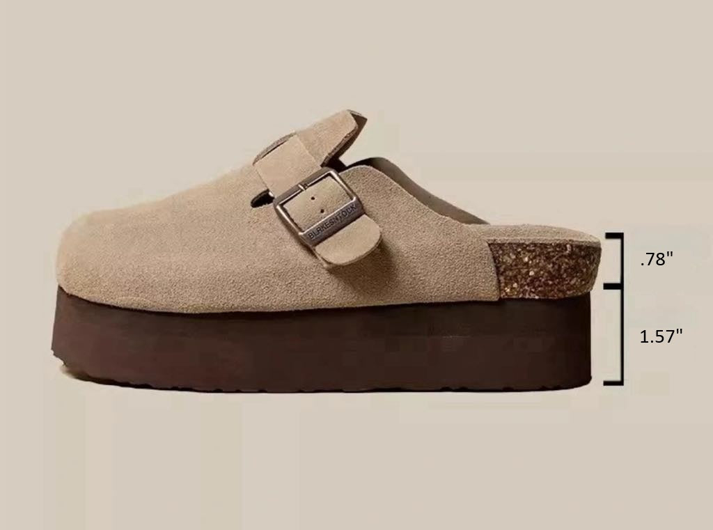 RTS: The Adaline Platform Suede Buckle Clogs