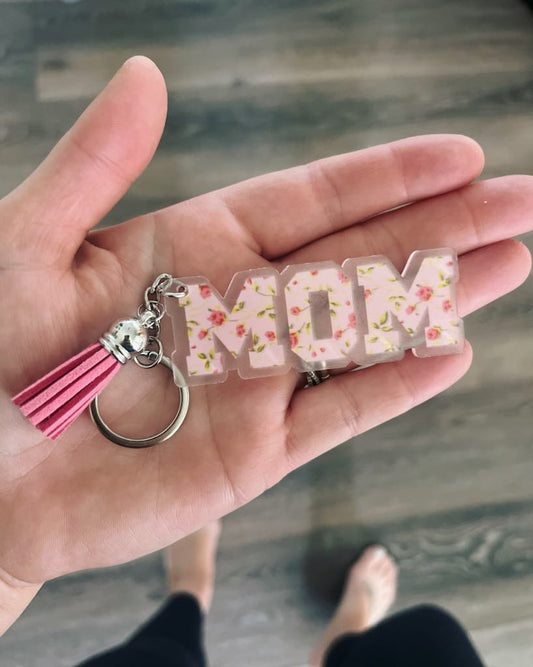 RTS: Mom Floral Keychain