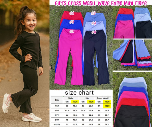 PREORDER: Girls Criss Cross Waist Wave Edge Mini Flare 9.29.25