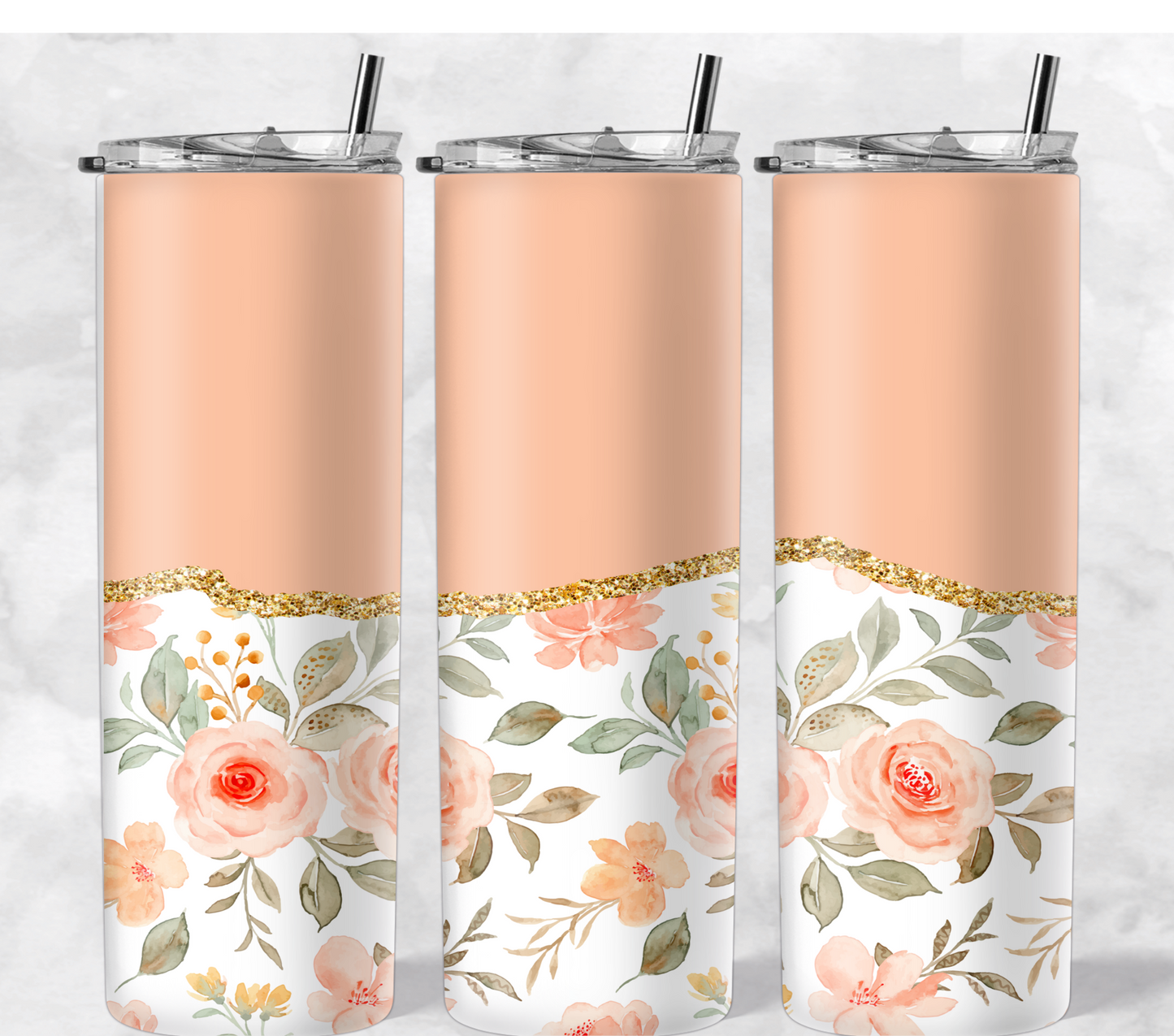 Peach Half Floral